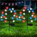 2026 4th of July Solar Stake Lights Decorations Outdoor, Waterproof LED Red White Blue Lights for Fourth of July, Patriotic Decorations Lights for Yard Garden Pathway Patio, 250th Anniversary