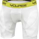 Youper Boys Youth Padded Sliding Shorts with Cup Pocket for Baseball, Football, Lacrosse (Small, White Yellow)
