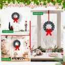 24 Pack 9.5 Inch Christmas Tinsel Wreath with Red Velvet Bow Cabinet Bows Chair Wreaths for Windows Kitchen Home Decoration Holiday Crafting