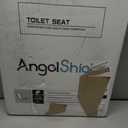 Angol Shiold Quiet-Close Molded Wood Toilet Seat with Non-Slip Adjustable Hinges, Anti-Pinch Bumpers, Easy Install & CleanBlack, Elongated 18.5''