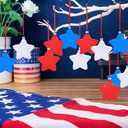 12 Pcs Christmas Tree Decoration Five-Pointed Stars Hanging Ornaments DIY Craft Designs Fourth of July Acrylic Hanging Pendants Red White Blue Stars Hanging Ornaments for Independence Day Tree Decor (Style 3)