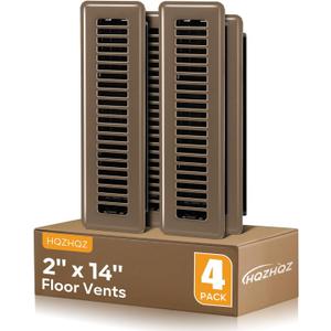 Floor Register 2x14, 4 Pack Floor Vent Covers for Home Floor Heavy Duty Steel Walkable Floor Vents Air Vent Covers for Sidewall and Floor, Brown
