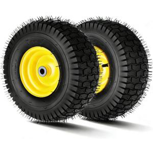 15x6.00-6NHS Lawn Mower Tires, 15 x 6.00-6 Lawn Mower Tires and Wheel Compatible with John Deere Craftsman Husqvarna Riding Lawn Mower Front Tires-with 3/4" Bearing, 3" Centered Hub (2 Pack)