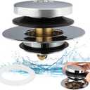 Artiwell Universal Tip Toe Bath Drain Stopper and Cover, Bathtub Drain Stopper, Replaces Lift and Turn, Tip-Toe and Trip Lever drains for Tub, EZ Installation and Clearing (Chrome Plated)