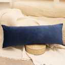 Luxurious Velvet Pillow Cover 14x36 inch, Soft Solid Decorative Lumbar Pillow Cover Elegant Decor Cushion Case for Couch Sofa Bed Living Room, Dark Blue, Pack of 1 (Cover Only)