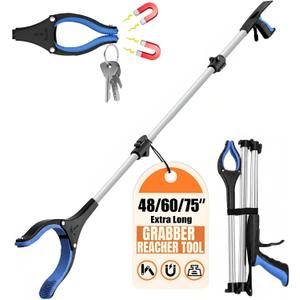 60Inch Extra Long Grabber Reacher Tool, LEGENDONE Easy Foldable Reacher Grabber, Dual Magnetic Tip Pickup Tool Trash Picker, Strong Grip Aid for Upper Shelves, Elderly, Surgery Recovery Must Have