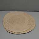SHACOS 15 inch Round Braided Placemats Set of 6 Non Slip Heat Resistant Cotton Polyester Table Mats Washable Place Mats for Kitchen Dining Party Table Decor (Beige, 6)