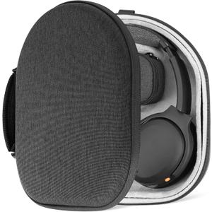 Geekria Shield Headphones Case for Lay Flat Over-Ear Headphones, Replacement Hard Shell Travel Carrying Bag with Cable Storage, Compatible with Steelseries, B&W, Skullcandy Headsets (Grey)