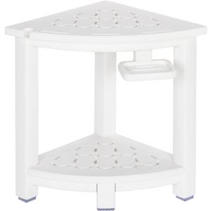 NALONE Corner Shower Stool, HDPE Shower Bench for Inside Shower, Small Shower Chair Seat for Shaving Legs with Storage Shelf, Soap Box and No-Slip Feet (White) NALONE Corner Shower Stool, HDPE Shower Bench for Inside Shower, Small Shower Chair Seat for Shaving Legs with Storage Shelf, Soap Box and No-Slip Feet (White)