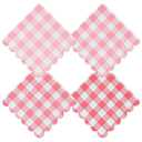 Pink Gingham Napkins Disposable Cocktail: 80PCS Checkered Square Paper 9.8x9.8 Inch For Table Decorations Dinner Party - Cantidad de paquete del producto 80 - Color Pink