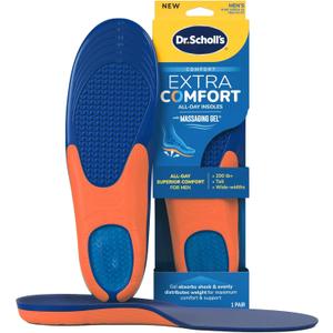 Dr. Scholls Extra Comfort Support Insoles Men, Size 8-14, 1 Pair: All-Day Comfort Shoe Inserts with Massaging Gel for Big & Tall Men, 200lbs+, Wide Feet - Arch Support Inserts for Men, Trim to fit Men's Shoe Sizes 8-14