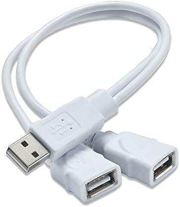 2 x Vrllinking USB Extension Cable Splitter,Male to 2 Dual Female Y Splitter hub Power Cord Extension Adapte,Applicable to Lower Power Devices (Data and for Charging，Wouldn't Work with CarPlay