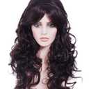22 Inches Retro Beehive Dark Brown Wigs for Women Long Wavy Wig with Bangs Synthetic Natural Wig for 60s 70s 80s Cosplay,Halloween,Daily Use