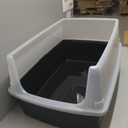 IRIS USA Cat Litter Box XX-Large Open Top with High Sided Walls Tall Scatter Shield Scoop Included Easy Clean Plastic Pan for Big Cats Kittens Multi-Cat Households 30"L x 20"W x 14"H Black