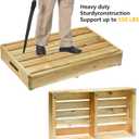 Wooden One Step Stool,Teakwood Indoor Stepping Stools for Elderly/Chirld/Seniors,Adults Non Slip Outdoor Platform with Carved Grooves & Handles for High Bed Riser, Bedroom,Bathroom, Kitchen, Garden