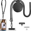 3 x Dadanism Cell Phone Lanyard for iPhone, Crossbody Phone Strap and Phone Wrist Strap Kit with Detachable Wallet, Cellphone Lanyard Crossbody for iPhone 16 and Most Smartphones, Black