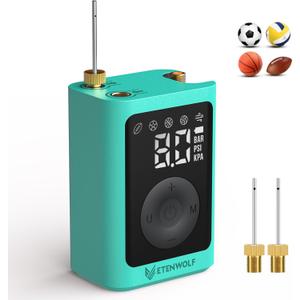 ETENWOLF Electric Ball Pump Inflation & Deflation 2-17PSI, 2600mAh Basketball Pump with Precise Pressure Gauge, Rechargeable Air Pump for Balls, Soccer Ball Air Pump (Dark Cyan)