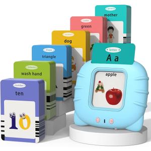 Talking Cards for Toddlers, Speech Therapy Toys Autism Toys, ABC 123 Sight Words Etc, Educational Learning Interactive Toys with Giftable Package (510-blue (New ABC+123+ 3 Songs))