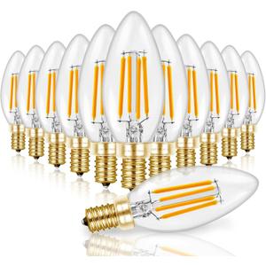 Hizashi 90+CRI Candelabra LED Light Bulbs 60 Watt, 2700K Warm White, E12 LED Bulb Dimmable, B11 Chandelier Light Bulbs, 6W, 550LM, Candle Light Bulbs, UL Listed, 12 Pack