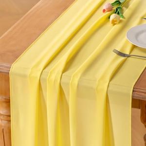 Socomi Yellow Table Runner Summer Boho Rustic 10ft 29x120 Inches Wedding Centerpiece Runner Decor Sheer Bridal Shower Birthday Party Decorations 3 pack