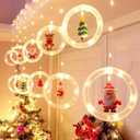 BLOOMWIN Window Lights Christmas Decor Ring Lights with Ornament LED Curtain Lights Indoor Outdoor USB 9.8ft Warm White Christmas String Lights Hanging 3D Novelty Xmas Tree Home Garden Decorations
