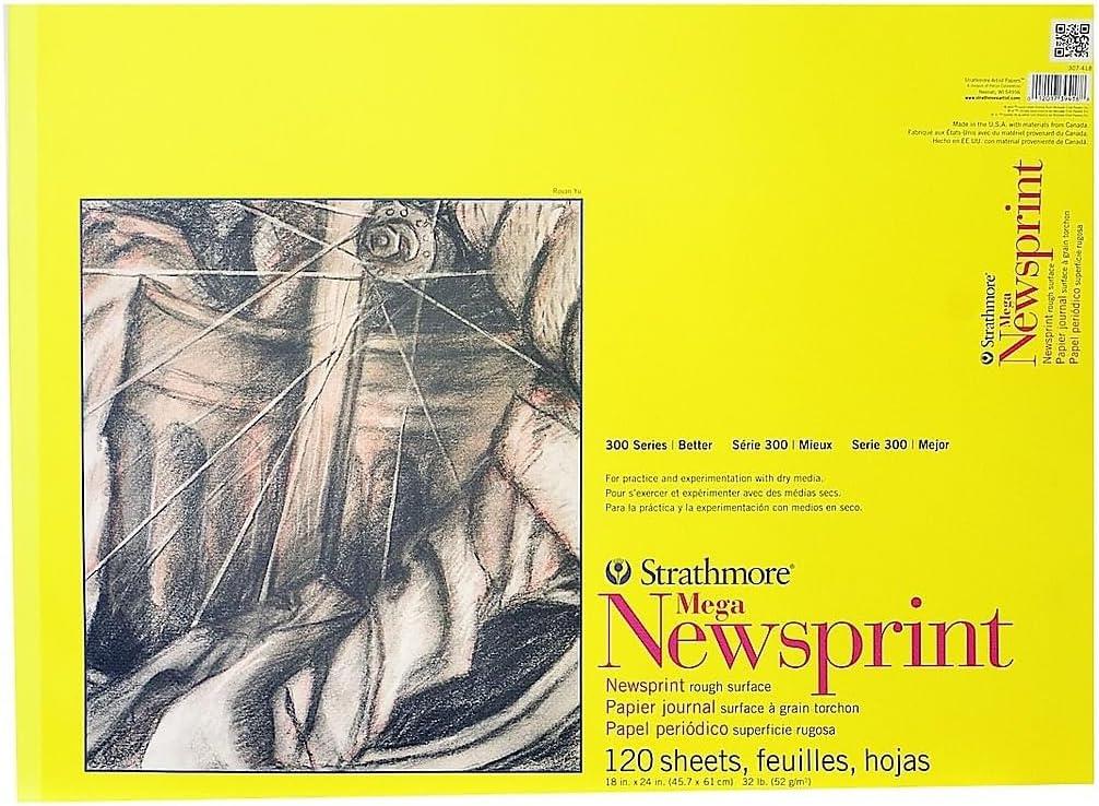 Strathmore 300 Series Newsprint Paper Pads Rough 120 Sheets 18 in. X 24 in. (307-418-1) (White)