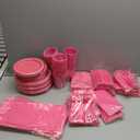 808 Pieces Disposable Plastic Dinnerware Set, Plastic Cutlery Set Includes 100 Of Each Dinner Plates|Dessert Plates|Cups|Napkins|Straws|Spoons, Forks & Knives (Hot Pink, 808PCS100 Guests)
