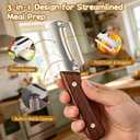 2 x Multifunctional Vegetable Peeler, 2PCS Premium Vegetable Peeler with Wooden Handle and Bottle Opener, 3-In-1 Stainless Steel Kitchen Tool, for Fruit Veggie Peeling and Shredding Scallions (0A)