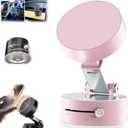 MYELJO Foldable Portable Vacuum Magnetic Cell Phone Holder, 360° Adjustable Vacuum Suction Car Phone Mount, Double Sided Magnetic Bracket for Car/Mirror/Gym (Pink)