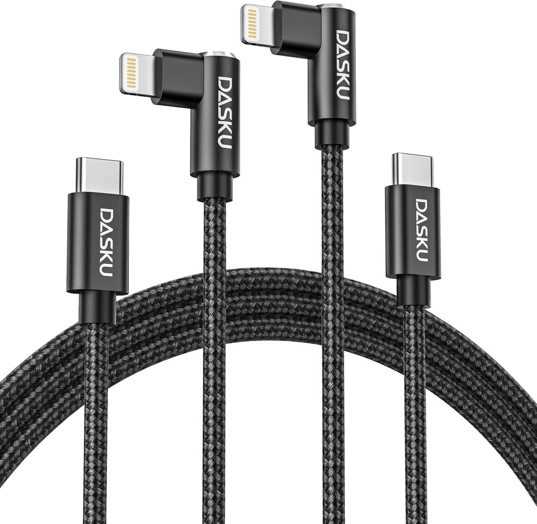 USB C to Lightning Cable for iPhone 2Pack 6FT Right Angle 90 Degree Charging Cable Long Nylon Braided USB C iPhone Charger Compatible with iPhone 14/ 13/ Pro/ 12/ Max/ 11/ XS/ XR/ 8/ Plus