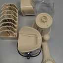 SUSTEAS Rotary Cheese Grater with Handle - Vegetable Shredder with 5 Well-designed Blades & Strong Suction Base,Round Mandoline Slicer & Food Chopper for Kitchen,with Blade Storage Box(Beige)