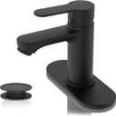 BELZ Bathroom Faucet, Single Handle Matte Black Sink Faucet for 1 or 3 Hole Installation, Modern Lead-Free Metal Vanity Faucet with Pop-Up Drain & Supply Hoses (Matte Black)
