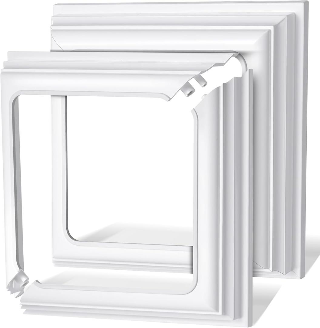 Thyle 2 Pcs True 5x5 Inches Vinyl Post Skirt Post Base Cover Column Wraps for Porch Deck Base Vinyl Sleeve White Trim for Hand and Stair Rails