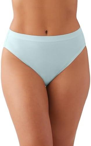 Wacoal Women's Understated Cotton Hi-Cut Brief Panty Pastel Blue L