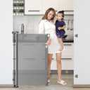 42-Inch Extra Tall Retractable Baby Gates for Doorways 56" Wide Baby Gate Retractable Dog Gate Indoor Outdoor Mesh Pet Gate Adjustable Tall Pet Gate for Stairs Dog Gates for The House, Grey (Gray)