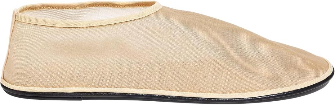 Mesh Sock Ballet Flats for Women Nylon Tulle Slip on Mary Jane Flats Sheer Comfortable Casual Dress Ballerina Shoes (8.5, Nude)
