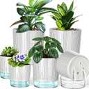 Samhe 6 Pack Self Watering Pots for Indoor Plants, 4+5.5+6.3 Inch Self Watering Plant Pots Set, Flower Pots with Wick Rope and Reservoir for African Violet, Spider Plant, Orchid