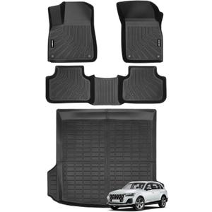 Naibeve Floor Mats for 2019-2025 2026 Audi Q8 - All Weather for Audi Q8 Floor Mats Cargo Mat Trunk Liner Waterproof Interior Accessories