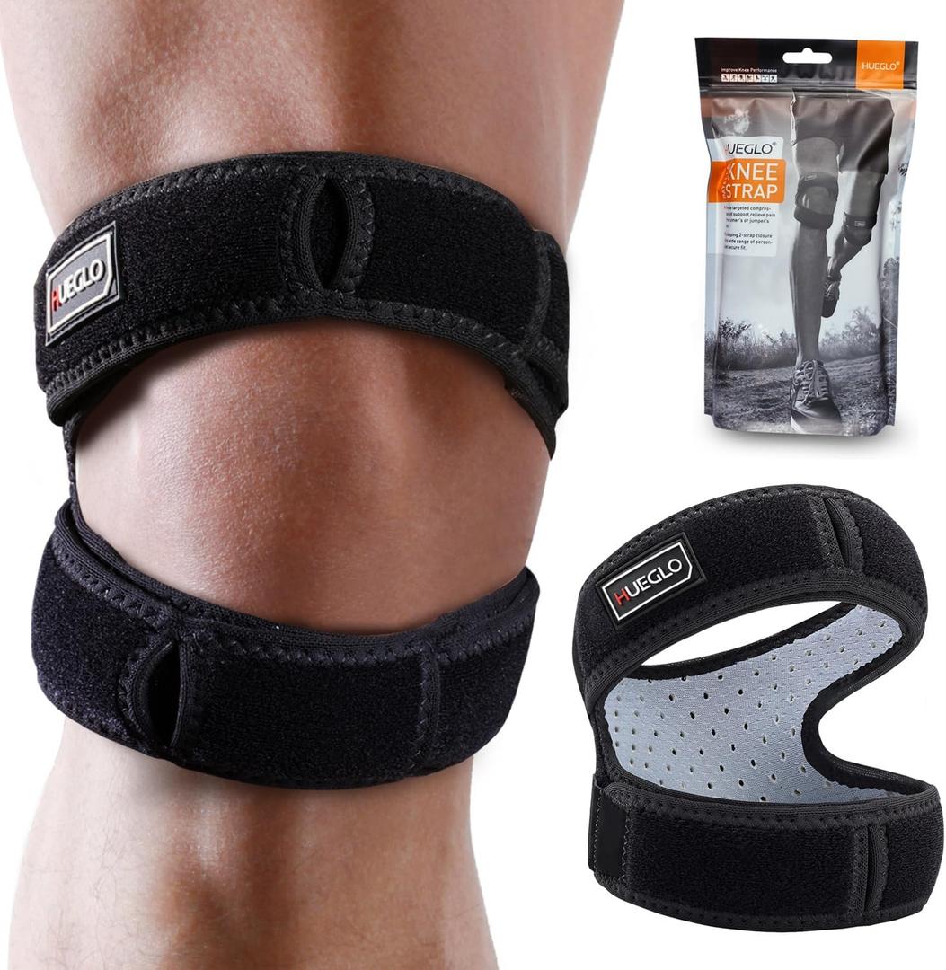 HUEGLO Patellar Tendon Support Strap Women Men Knee Brace for Knee Knee Pain Relief,Knee Stabilizer Support For Meniscus Tear,Tendonitis,Osgood Schlatter,Arthritis, Injury Recovery,Sports,12"-18"