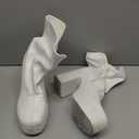 DREAM PAIRS Women's Platform Gogo Ankle Boots High Chunky Block Heel Square Toe Booties Shoes (7.5, White)