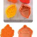 R&M Fall Leaves Collection Pastry & Cookie Cutter set of 4. Assorted Colors and Designs, Leaves, Autumn, Acorn. 2 Inches Assorted Plastic Cookie Cutters