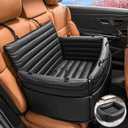 Dog Car Seat for Medium/Large Sized Dogs, 2-in-1 Dog Booster Car Seat for Back Seat and Home Use, 100% Waterproof, PU Leather, Non-Slip Hard Base, Scratch-Proof, Fits Pets Up to 80 lbs