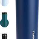 SUNWILL Travel Coffee Mug with Lid, Leak Proof Tumbler Stainless Steel, 16 oz Insulated Cup for Water, Tea, Ice, Powder Coated Navy