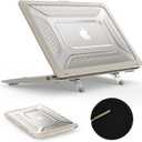 SEYMAC stock Case for MacBook Air 13 inch (2020-2018)[A2337 M1/A2179/A1932], Shock-Absorbing Protection with Folding Stand &Mouse Pad/Bag Case for MacBook Air 13'' (Beige)