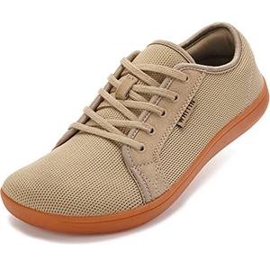 WHITIN Women's Barefoot Shoes Fashion Sneakers Minimalist Wide Width Toe Box Zero Drop Size 7.5 Athletic Road Running Walking W81 Gym Flat Brown 38