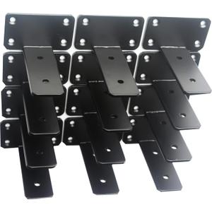 12 Pack - 4 inch Black Hidden L Shelf Bracket (1/5 Inch Thicked) Iron Floating Shelf Brackets Rustic Industrial Metal Brackets for Shelf Support