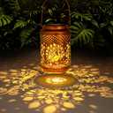 YISITEONE Peacock Outdoor Solar Lanterns, Garden Waterproof Metal Hanging Decor Lights for Patio Yard Pathway Lawn Front Porch, Birthday Gardening Gifts for Women Mom Grandma
