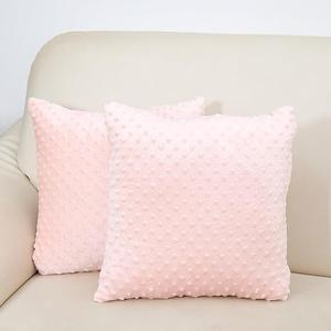 QUENESS 2 Packs Throw Pillow Covers, Neutral Decorative Couch Pillow Cover for Living Room Bed Sofa Rustic Farmhouse Boho Home Decor, Soft Plush Cushion Case Slipcover (Hot Pink, 16"x 16")
