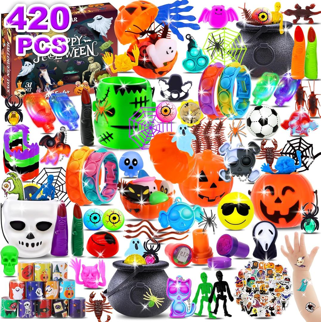 400+PCS Halloween Party Favors for Kids, Bulk Toys Trick or Treat Bags Fillers Classroom Prizes,Treasure Box Toys Goodie Bag Stuffers