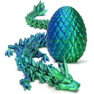 3D Printed Dragon with Surprise Egg, Articulated Crystal Dragon in Egg, Executive Dragon Fidget Desk Toys, Decorative Egg Gifts for Boys Kids Home Decor(Green)